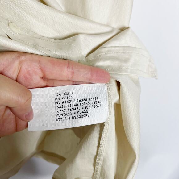 Club Monaco Mens XLarge XL Cream Short Sleeve Button Front Shirt Cotton Collared - Picture 8 of 8